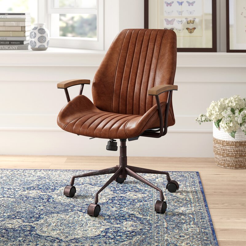 Leonardo Genuine Leather Task Chair & Reviews Birch Lane